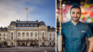 En bild av Stockholms centralstation och prisbelönte konditorn Roy Fares.