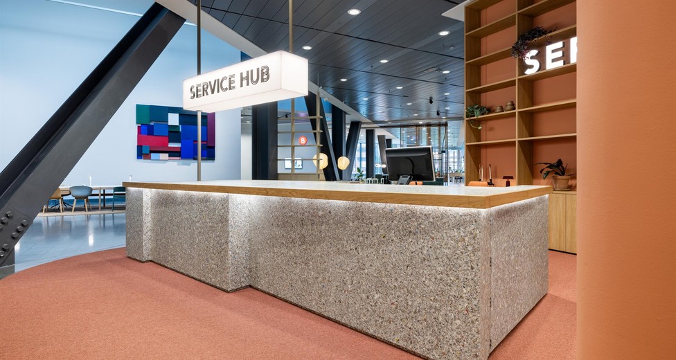 Service hub, reception i Kista Science Tower